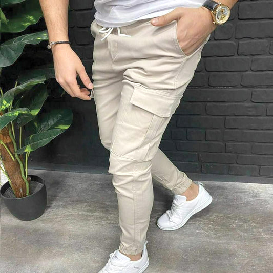 Men's Cargo Joggers - With 6 Pockets - Off White