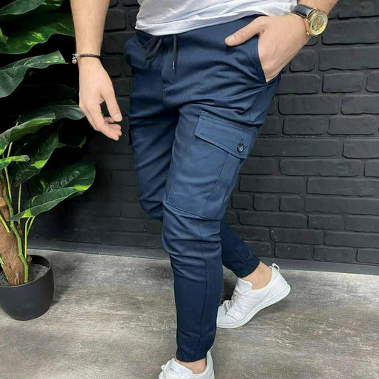 Men's Cargo Joggers - With 6 Pockets - Navy