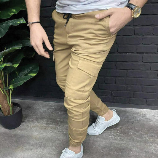 Men's Cargo Joggers - With 6 Pockets - Beige