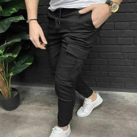 Men's Cargo Joggers - With 6 Pockets - Black