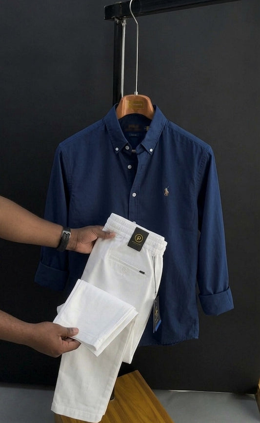 Premium Formals Men Set – White/Navy