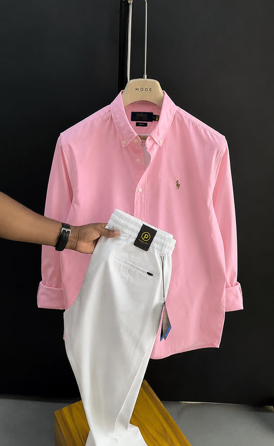 Premium Formals Men Set – White/Pink