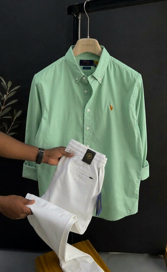 Premium Formals Men Set – White/Green